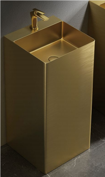 LAVAMANOS DE PIE CUADRADO ACERO INOX  40*40*80 GUN METAL