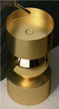 LAVAMANOS DE PIE REDONDO ACERO INOX GOLD 40*40*80CM