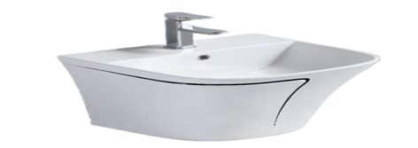 LAVAMANOS COLGANTE BLANCO CON LINEA NEGRA
